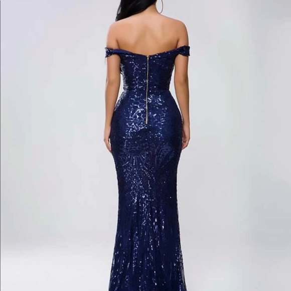 Luxurious sequins mermaid zip back formal party evening wedding prom dress - Picture 4 of 8